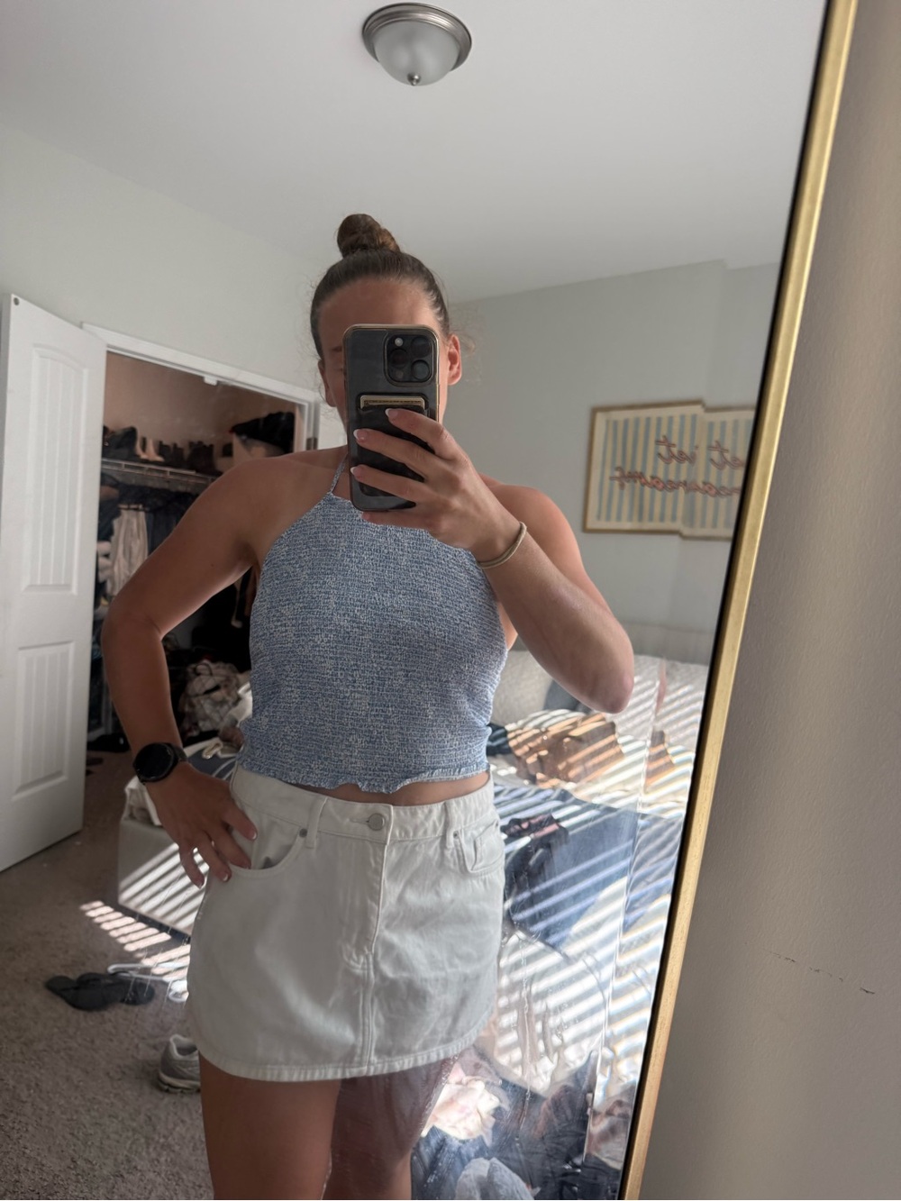 J. Crew Light Blue Knit Halter Crop Top